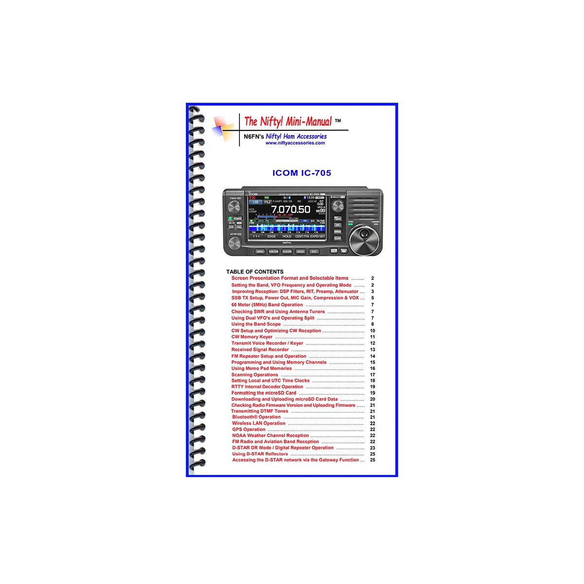 Nifty Icom IC-705 Mini-Manual