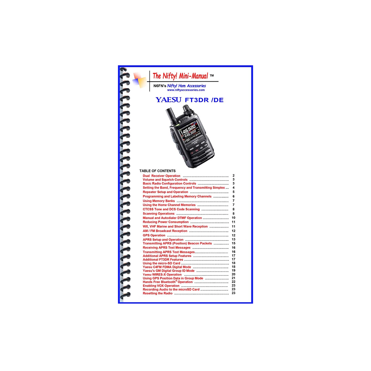 Nifty Yaesu FT3DR Mini-Manual