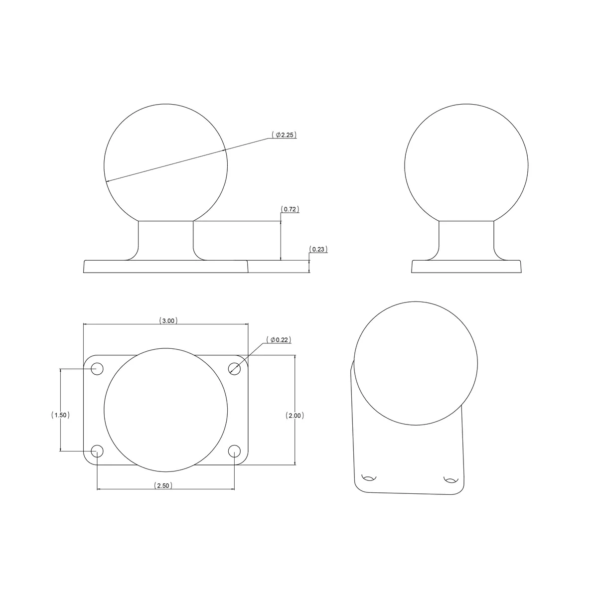 RAM-D-202U-23 dimensions infographic