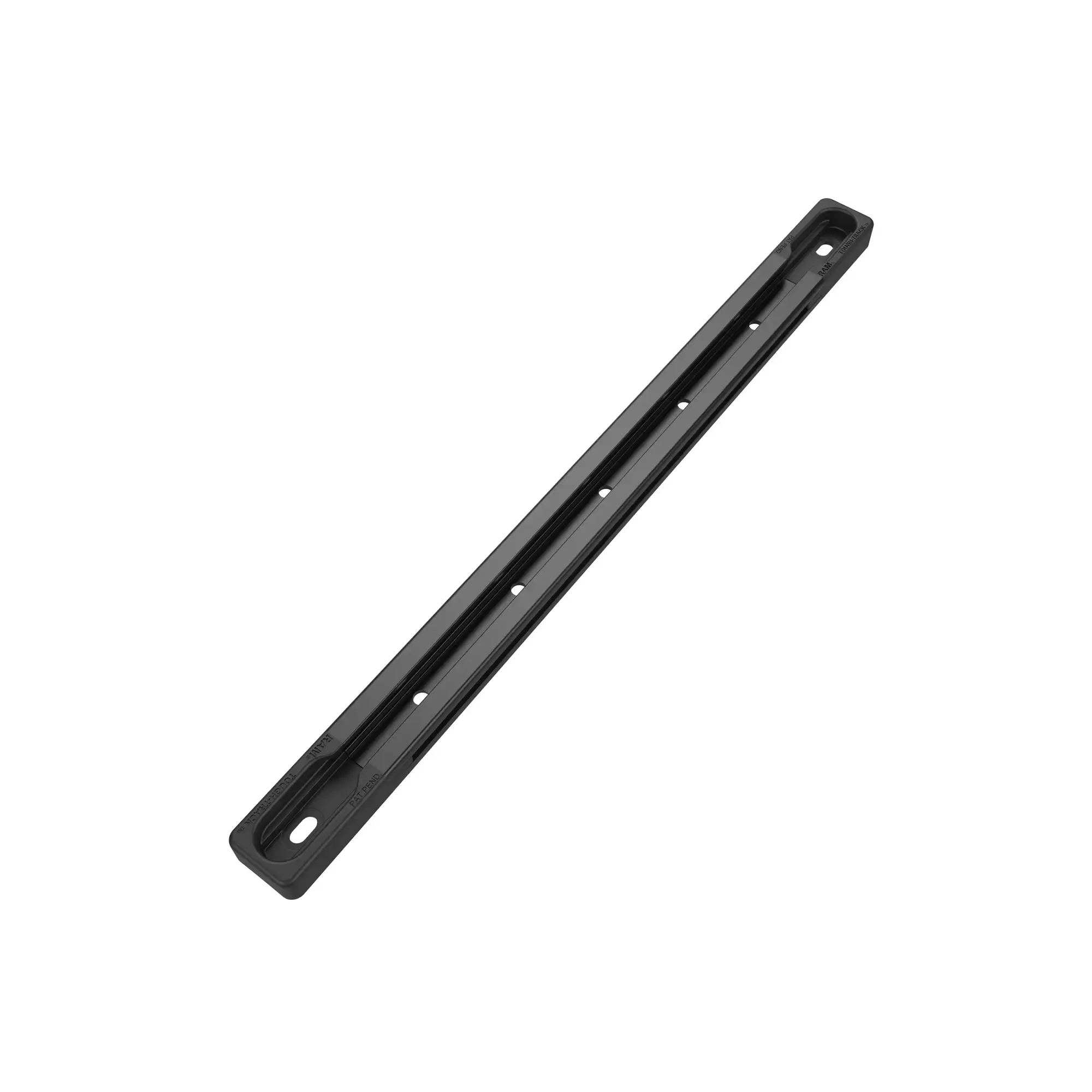 RAM-TRACK-EXA-9BU: 9" Modular Aluminum Black RAM Tough-Track top and right view
