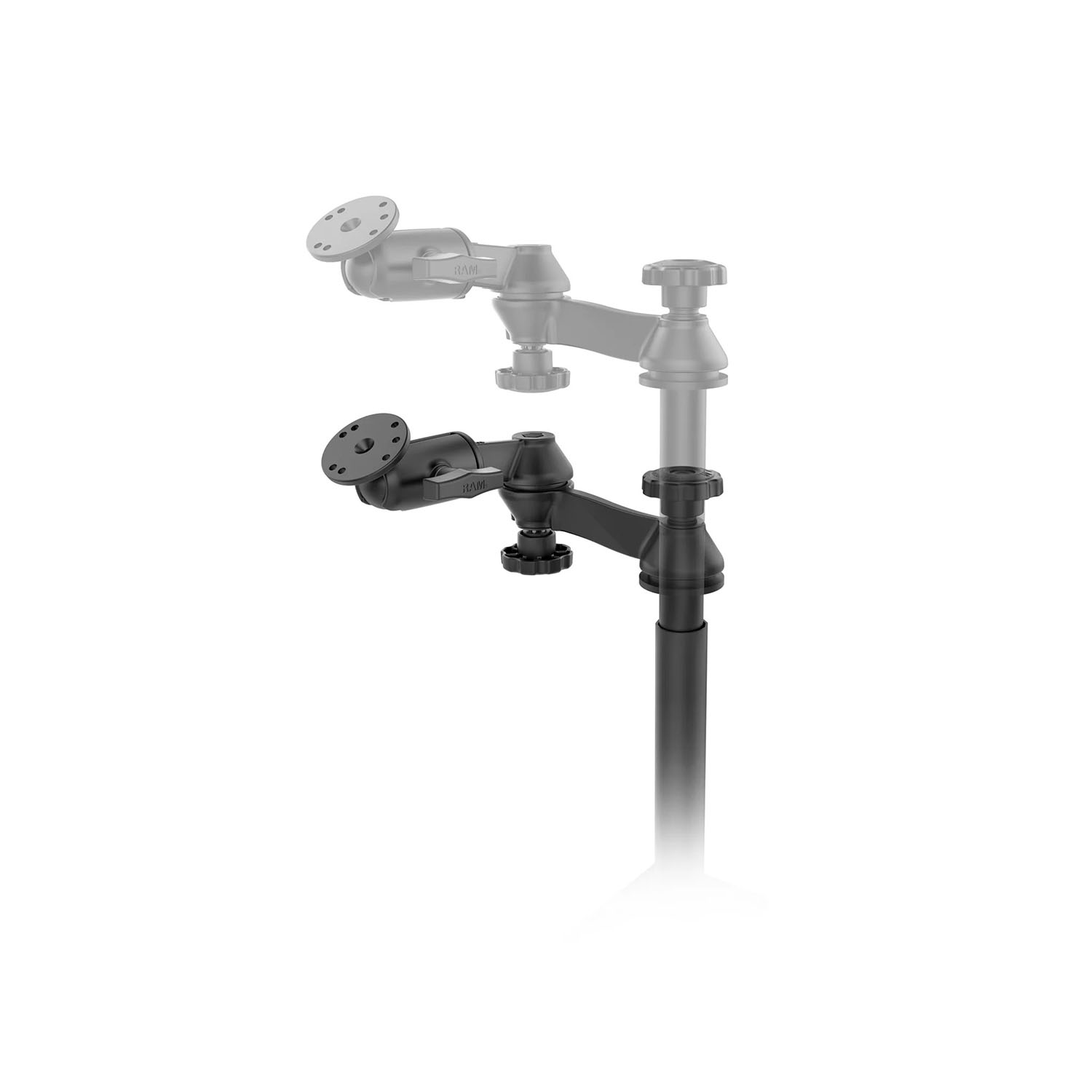 RAM-VB-186ST1-SW2: RAM No-Drill Mount for '19-23 Ram 1500 Pickup Trucks (5th Gen) up and down movement
