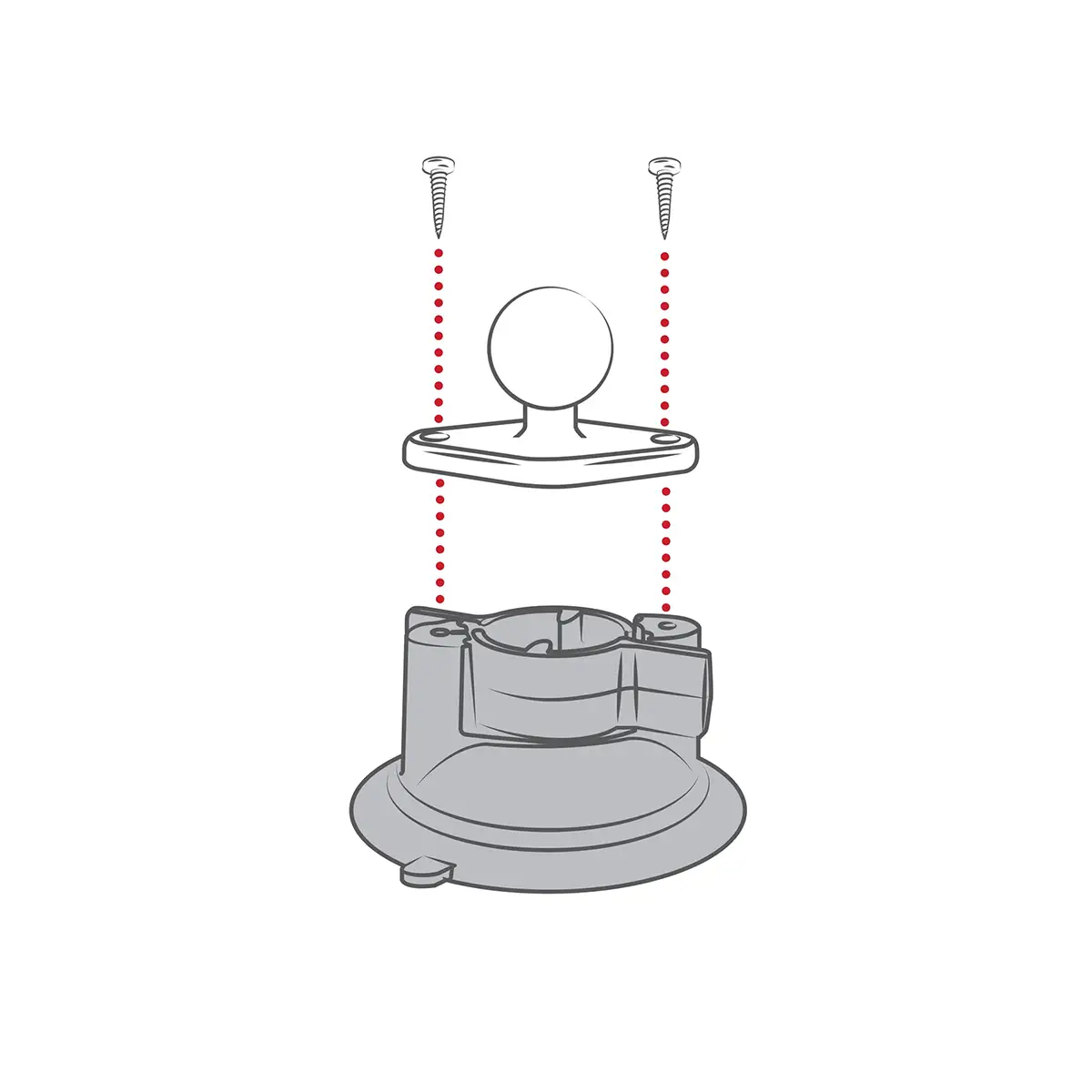 RAP-B-224-1U: RAM Twist-Lock Composite Suction Cup Base with Ball how to attach diamond base with ball graphic