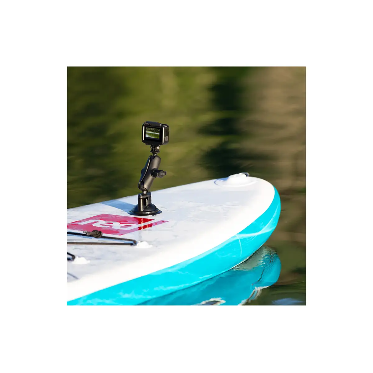 RAP-B-224-1U: RAM Twist-Lock Composite Suction Cup Base with Ball in use with GoPro on kayak