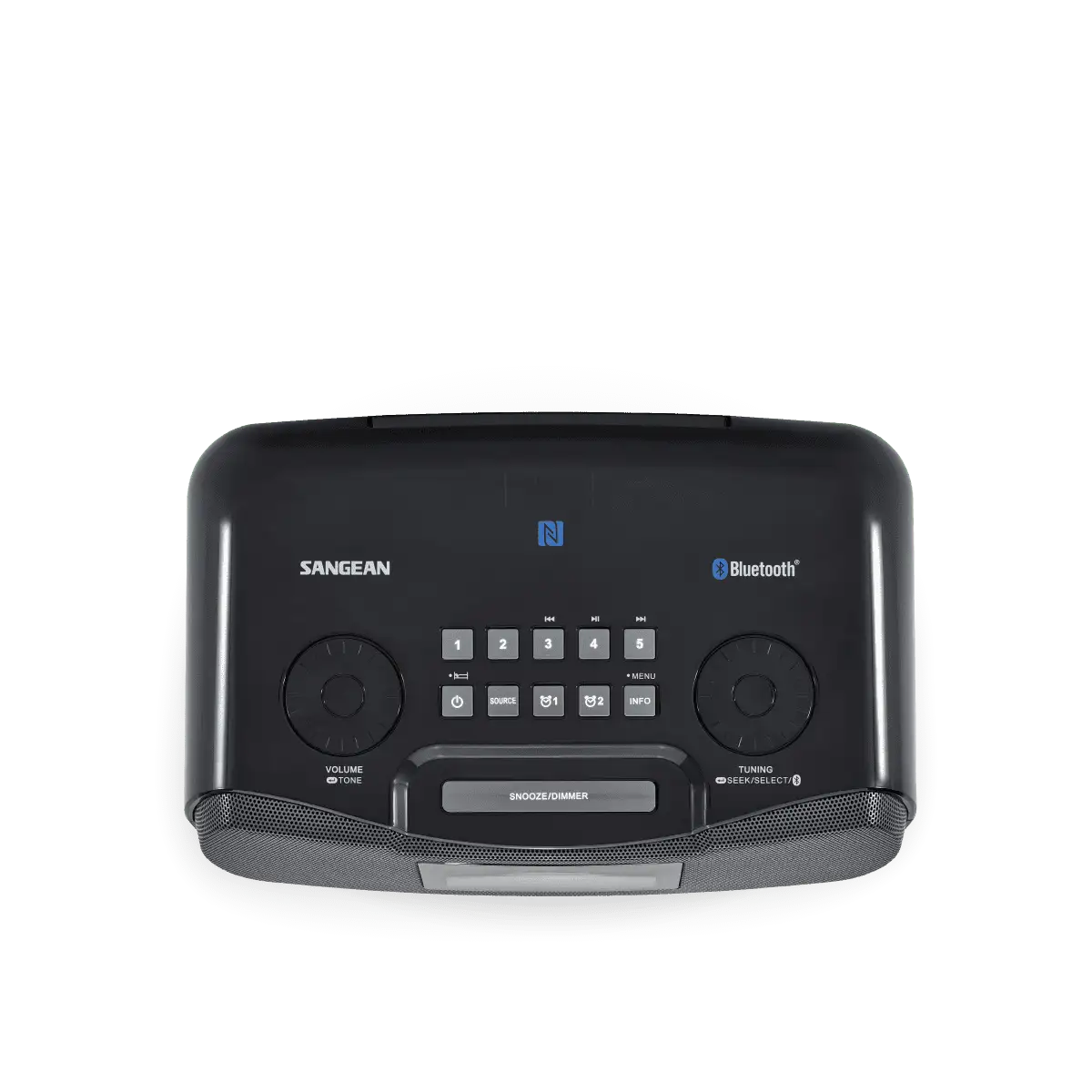 Sangean RCR-20 AM / FM-RDS / Bluetooth / AUX-In Digital Tuning Radio in black top view