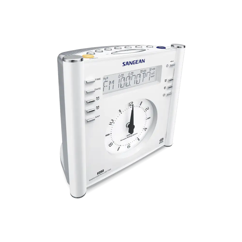 Sangean RCR-3 AM / FM-RBDS / AUX-In Tuning Radio angled right with front and top showing