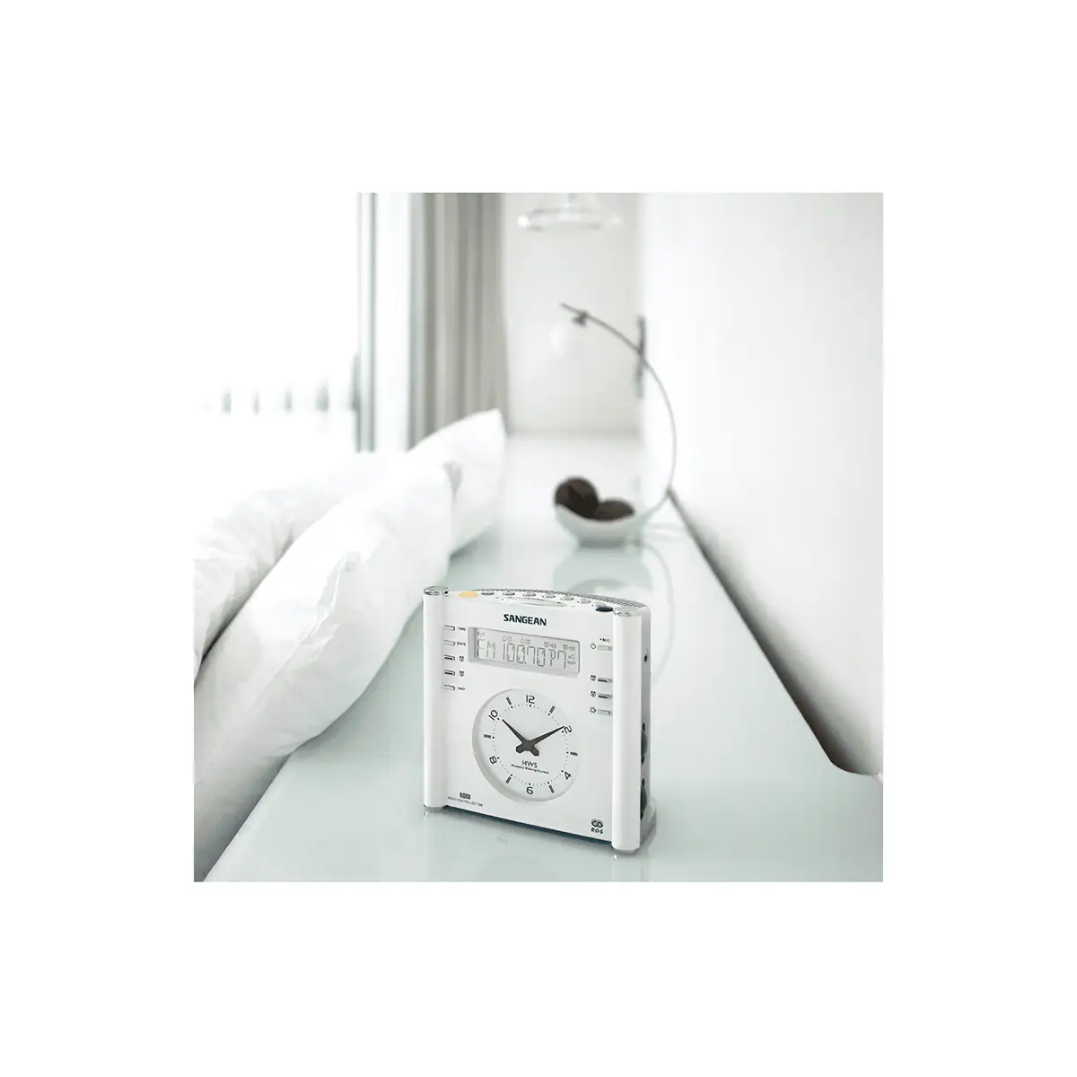 Sangean RCR-3 AM / FM-RBDS / AUX-In Tuning Radio sitting on table