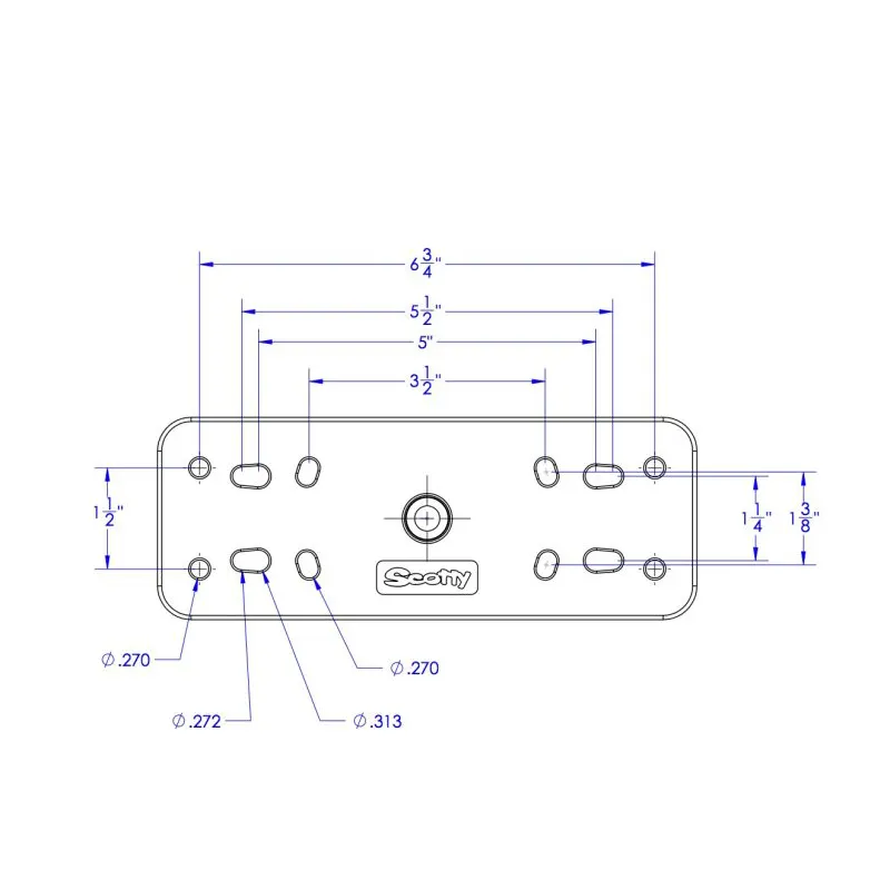 Scotty 163 1.5″ Ball Mount dimensions diagram