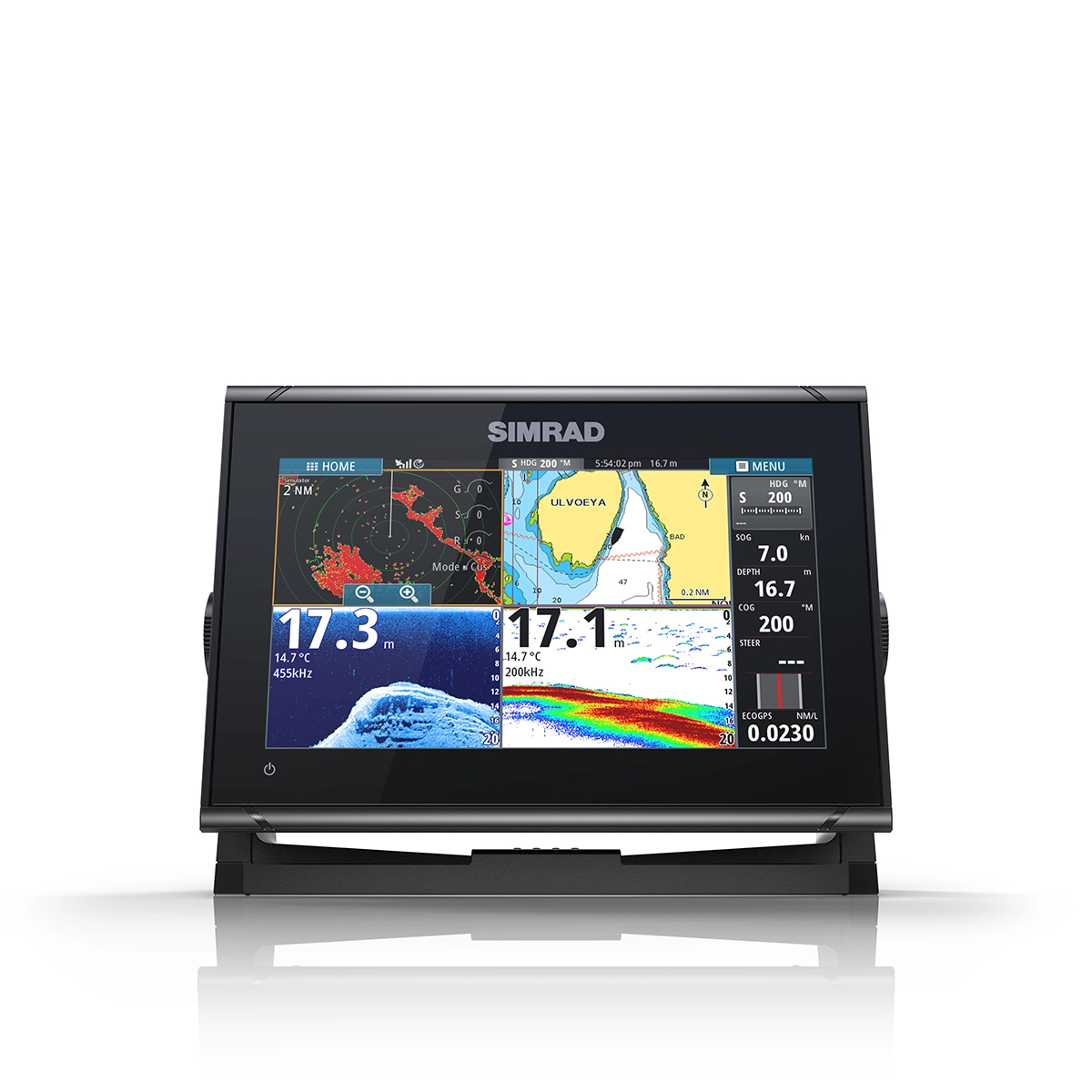 Simrad GO9XSE 4 split screen