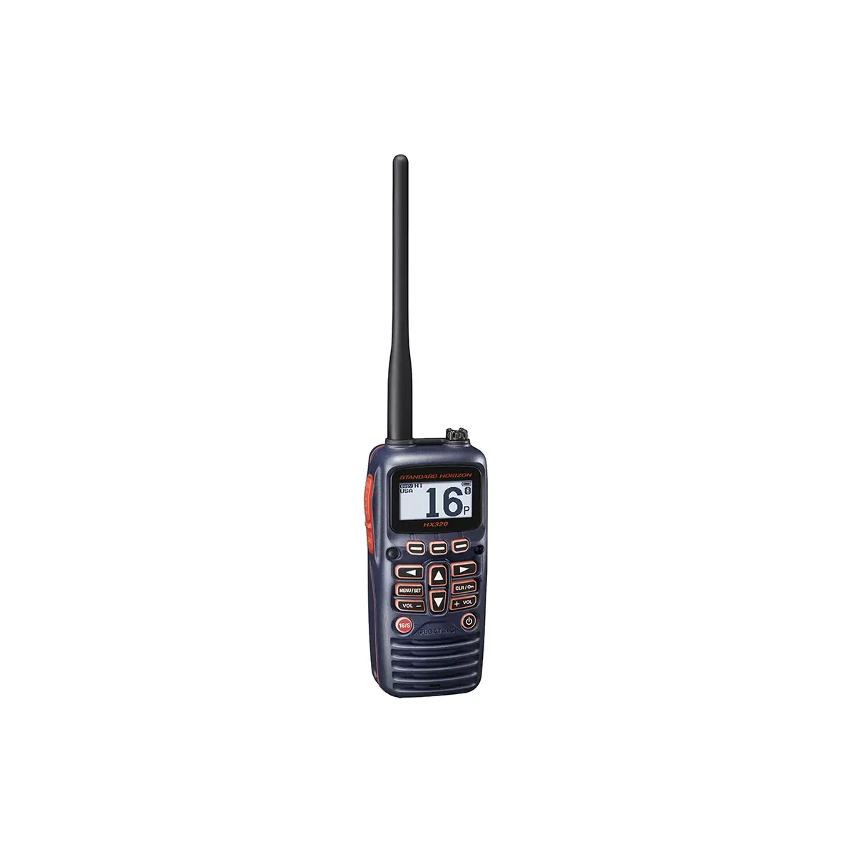 Standard Horizon HX320 6W Compact Floating Marine Handheld Transceiver angled right