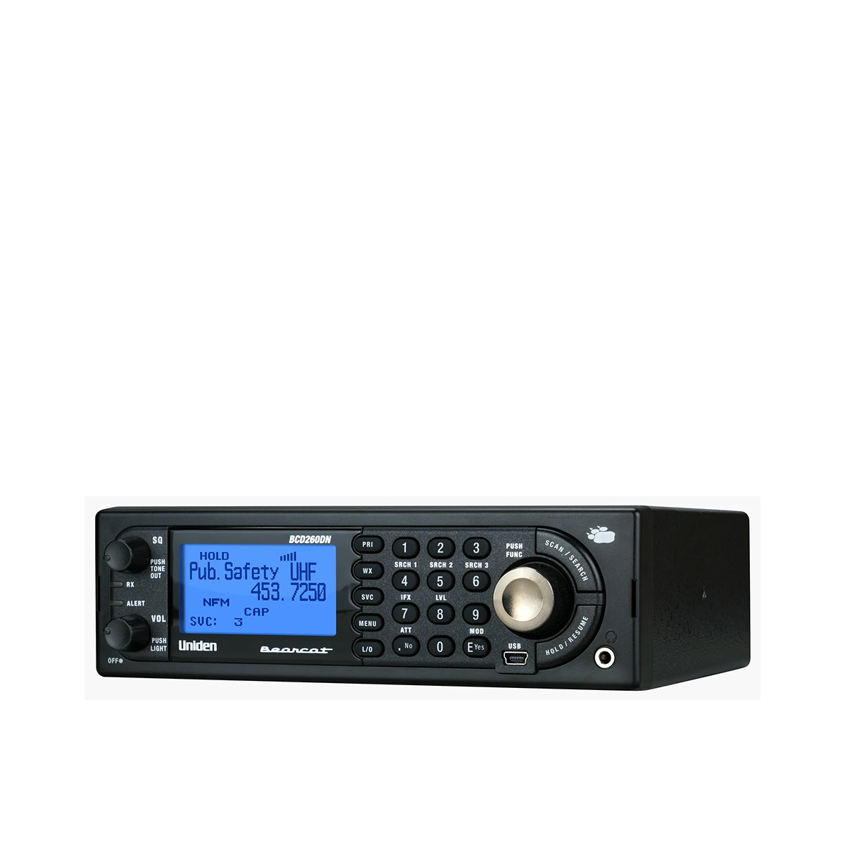Uniden BCD260DN scanner angled left view