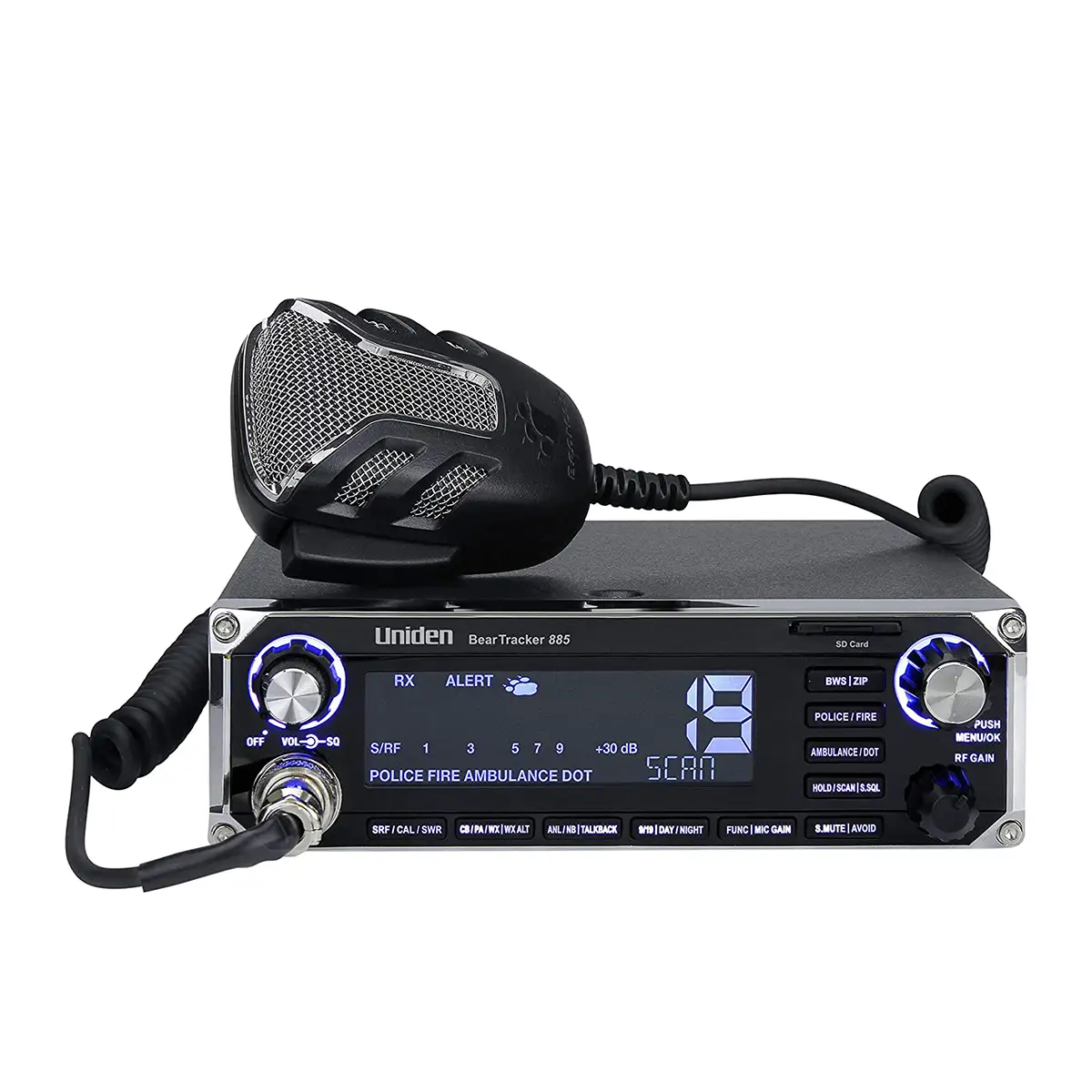 Uniden BearTracker 885 Hybrid CB Radio/Digital Scanner front view