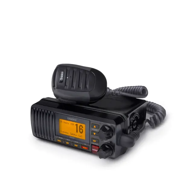 Uniden UM385BK angled top view