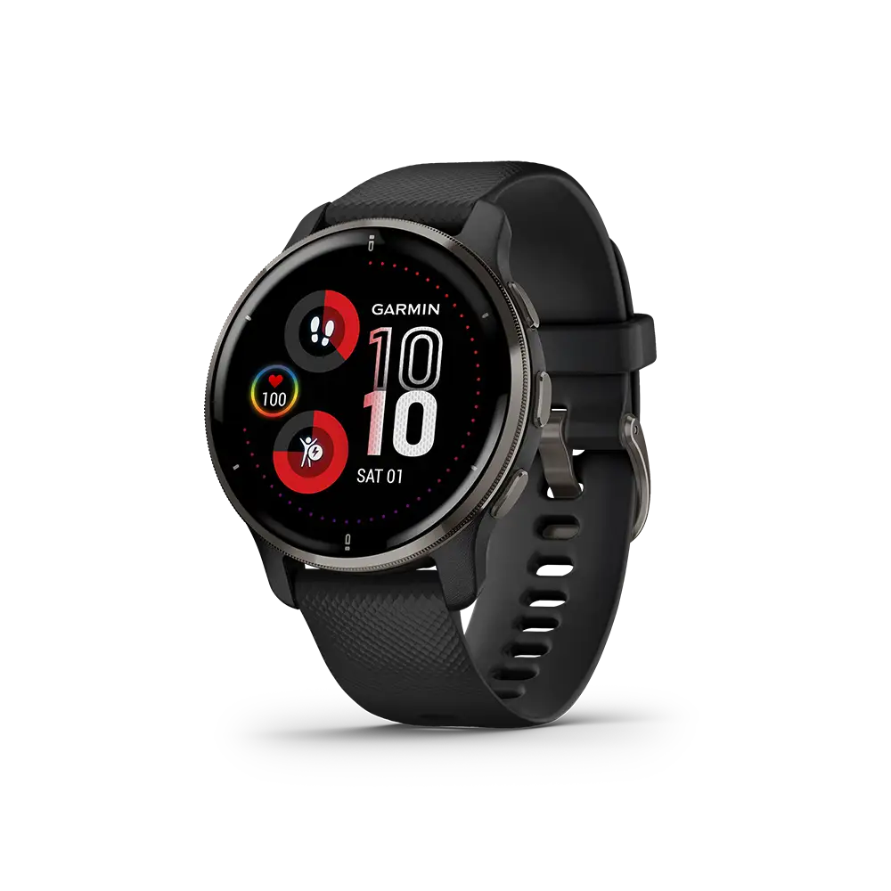 Garmin Venu 2 Plus in black homepage screen