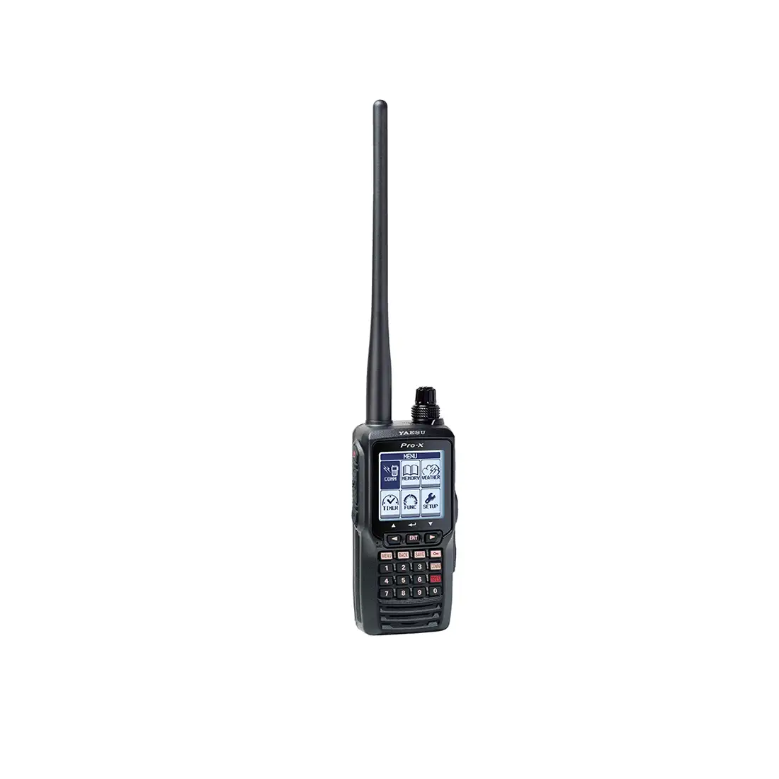 Side view of Yaesu FTA-550 airband transceiver for aircraft communication with versions FTA-550L and FTA-550AA