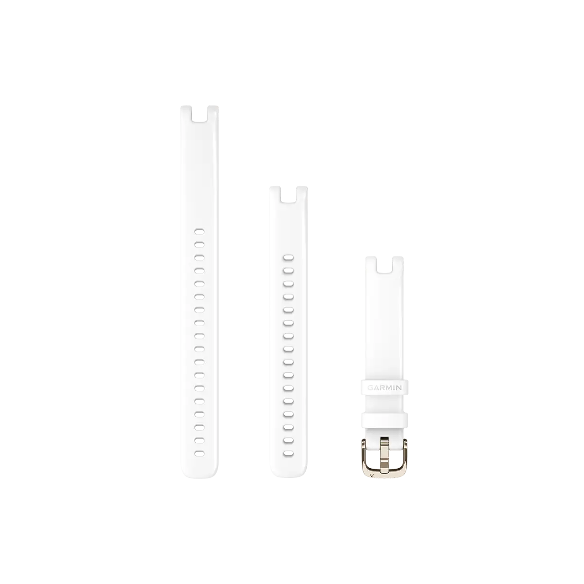 Garmin Watch Bands (14mm) Silicone Band - White with Cream Gold Hardware 3 bands
