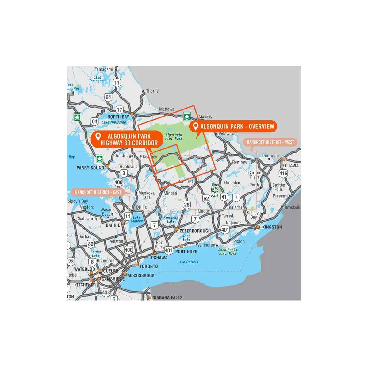 Backroad Maps - Folded Waterproof Adventure Maps Algonquin Provincial Park coverage area