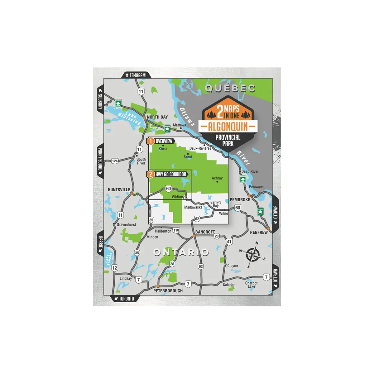 Backroad Maps - Folded Waterproof Adventure Maps Algonquin Provincial Park area covered