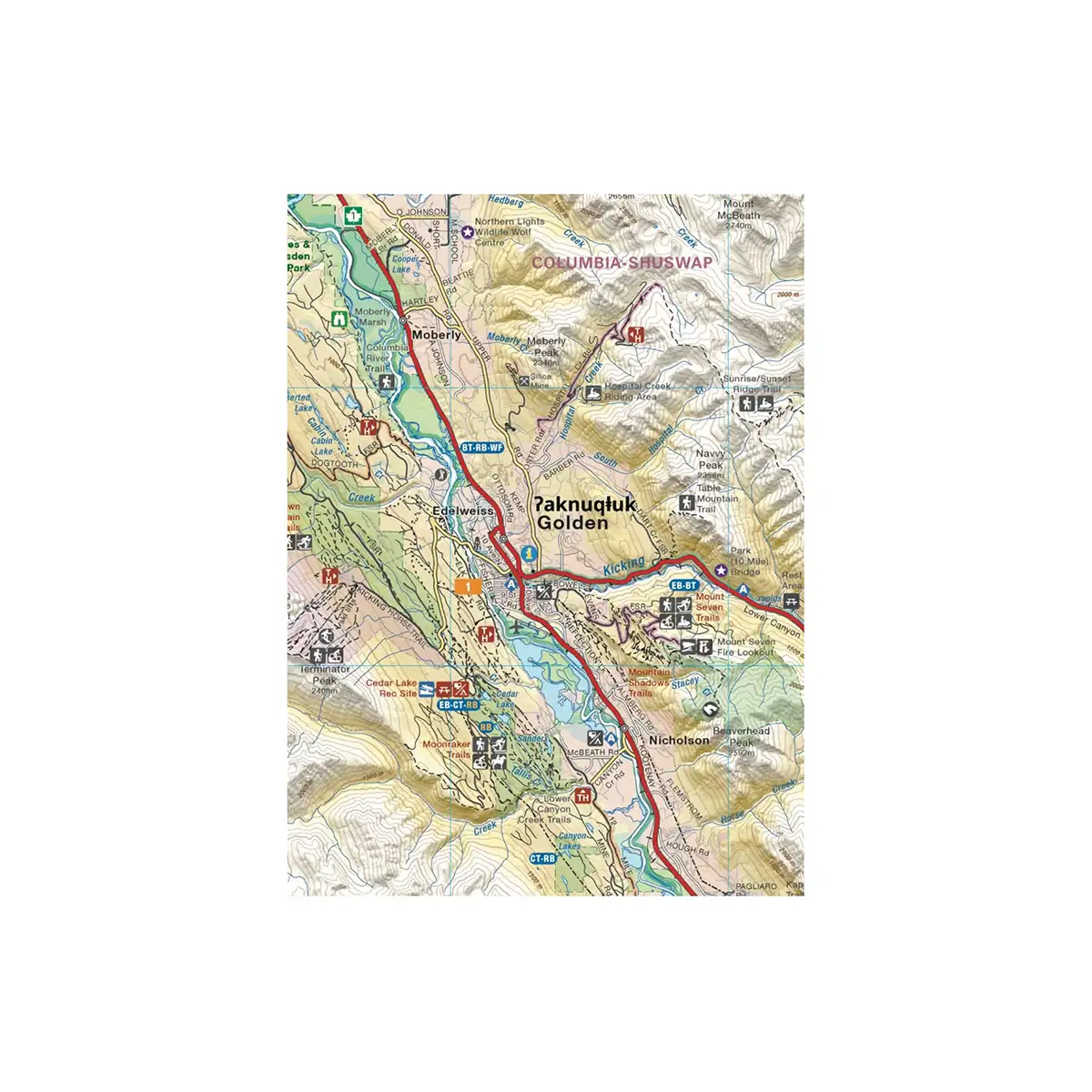 Backroad Maps - Folded Waterproof Adventure Maps East Kootenay map segment