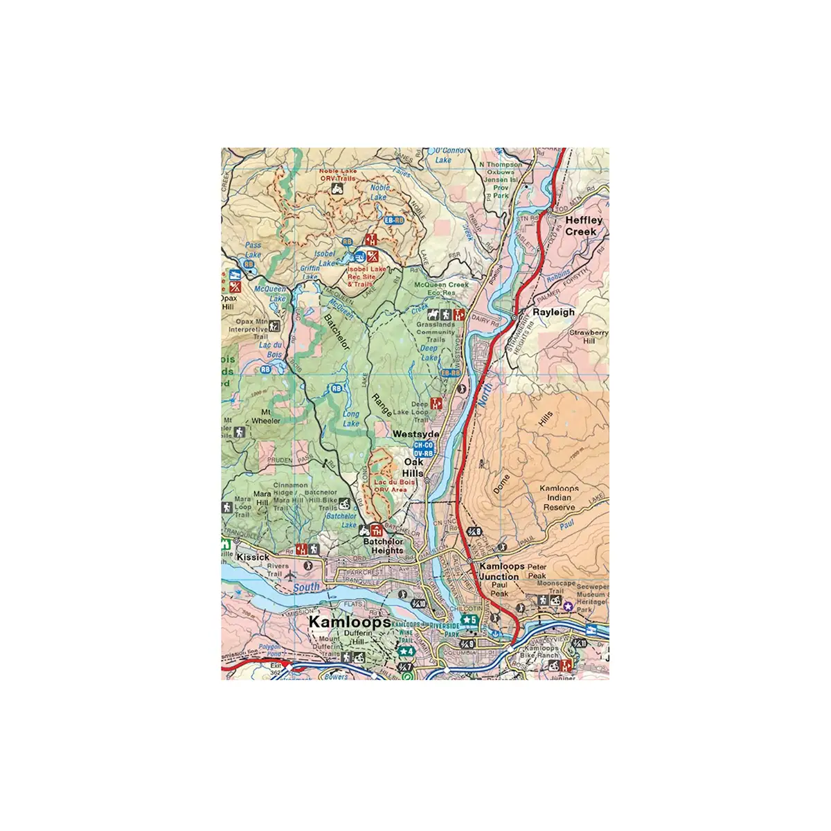 Backroad Maps - Folded Waterproof Adventure Maps BC Fishing Highway 24 map segment