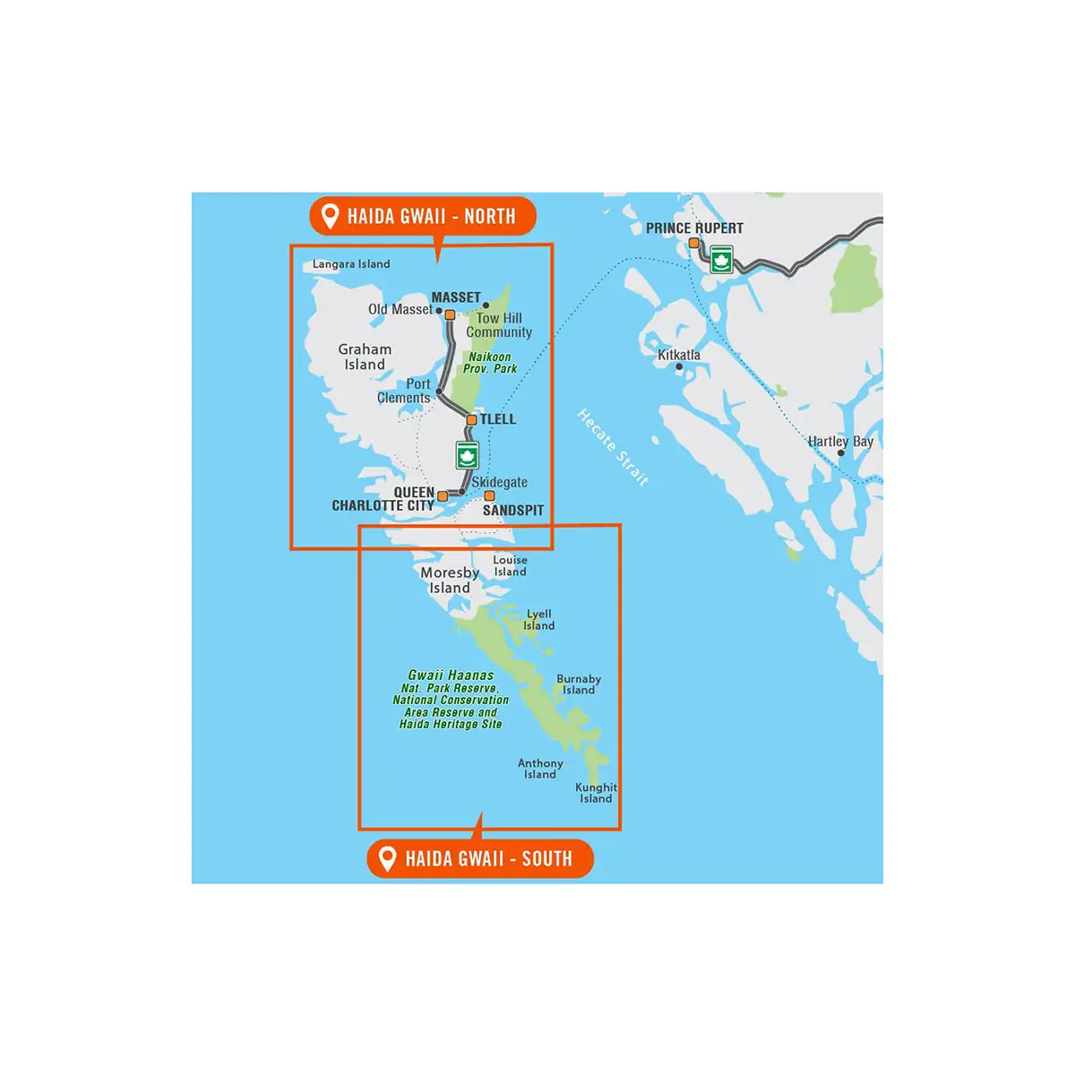 Backroad Maps - Folded Waterproof Adventure Maps Haida Gwaii area covered