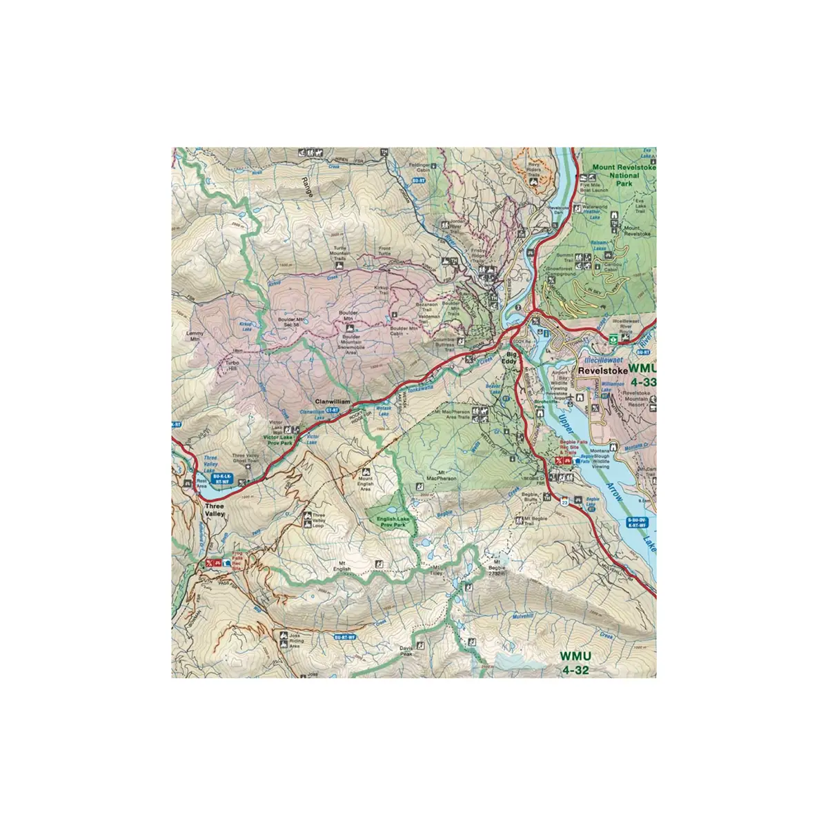 Backroad Maps - Folded Waterproof Adventure Maps Okanagan Valley and Shuswap map segment