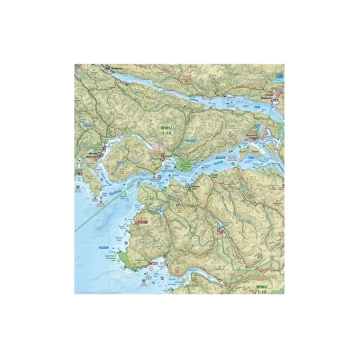 Backroad Maps - Folded Waterproof Adventure Maps Vancouver Island North map segment