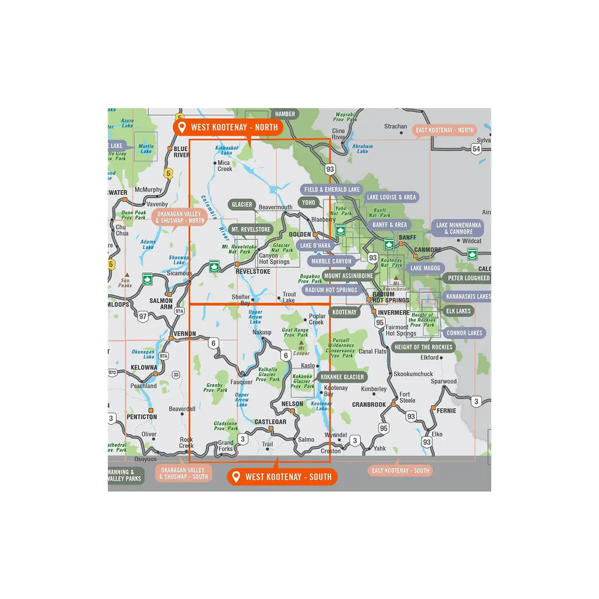 Backroad Maps - Folded Waterproof Adventure Maps West Kootenay area covered