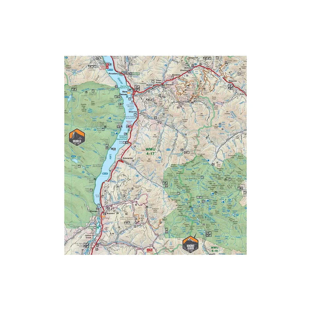 Backroad Maps - Folded Waterproof Adventure Maps West Kootenay map segment