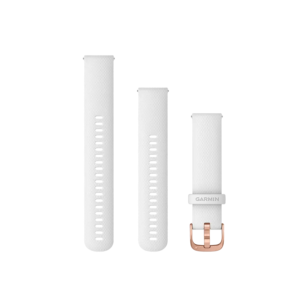 Garmin Quick Release Bands (20mm) - White Silicone with Rose Gold Hardware