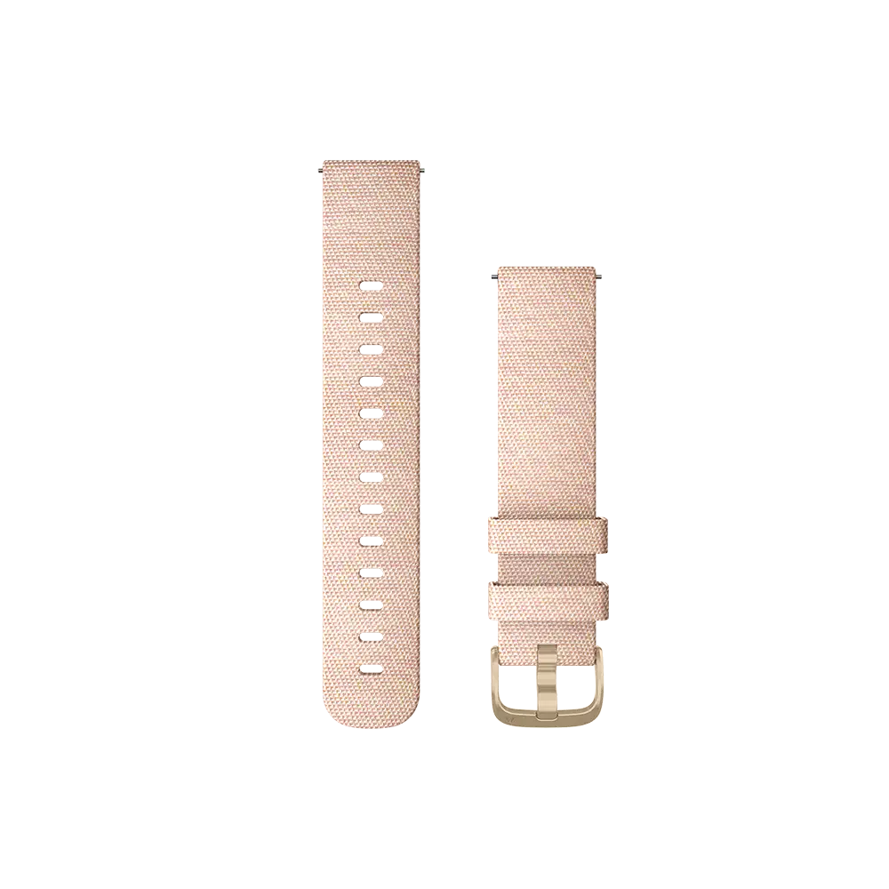 Garmin Quick Release Bands (20mm) - Blush Pink Woven Nylon with Light Gold Hardware
