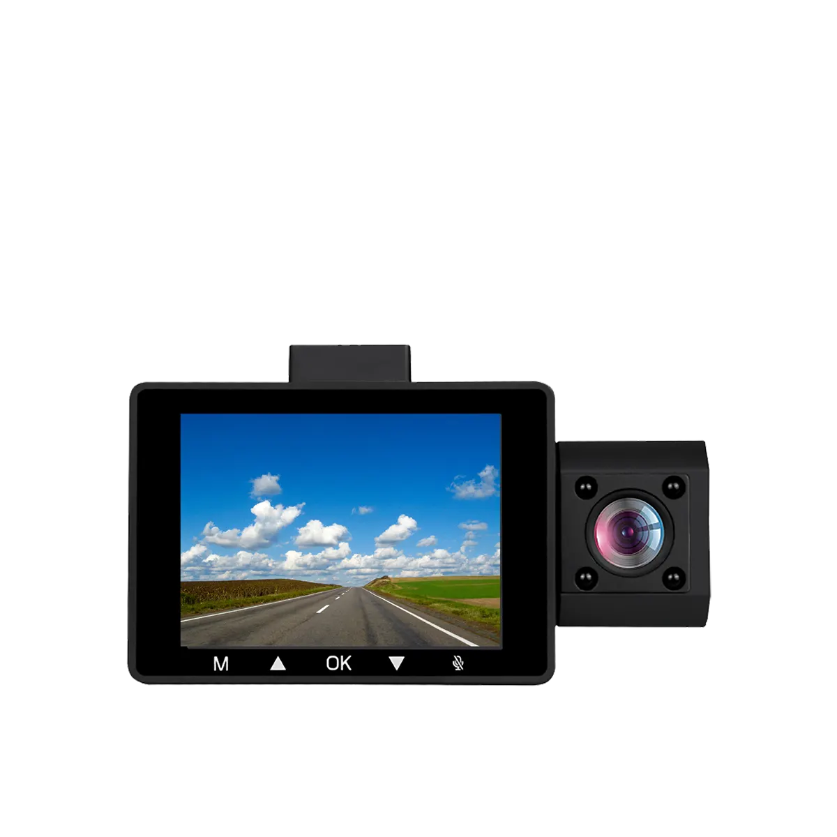 myGEKOgear Scout Pro 2K HD 3-Channel Wi-Fi GPS Dash Cam camera with display