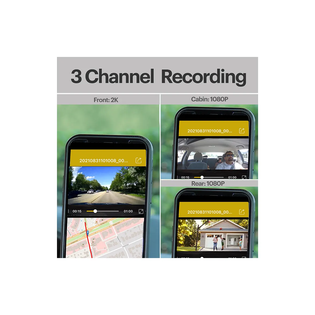 myGEKOgear Scout Pro 2K HD 3-Channel Wi-Fi GPS Dash Cam infographic