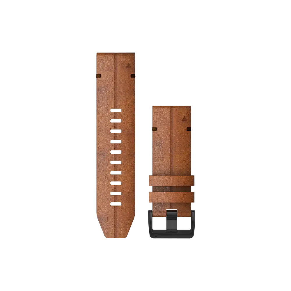 Garmin QuickFit 26 Watch Bands - brown leather with black hardware