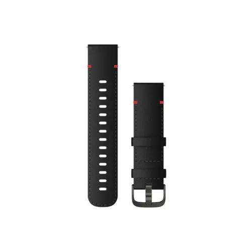 Garmin Quick Release Bands (22m) - Black Leather Band with Slate Hardware